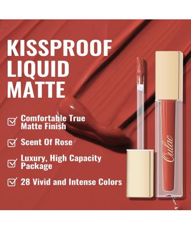 Oulac Liquid Matt Lipstick - Orange Amber | Long-Lasting Vegan Gluten-Free | 4.5ml Retro Kiss | Intensive Color & Precise Applicator - Buy Online on GoSupps.com