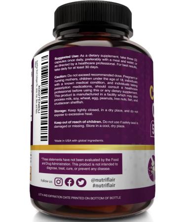 NutriFlair Premium Collagen Complex - 2250MG Type I, II, III, V & X - 180 Capsules for Healthy Skin, Joints & Hair - Buy Online on GoSupps.com