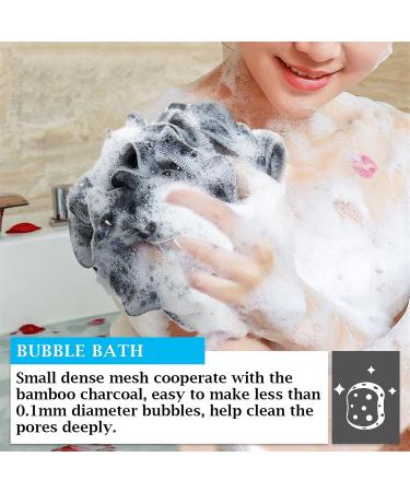 Buy Bath Sponge 2 Pack - Bamboo Charcoal Shower Puff & Loofahs for Skin Care | Large Black Pouf Balls - International Shipping Available - Buy Online on GoSupps.com