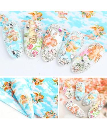 Angel Nail Foil Transfer Stickers Flower Nail Films Nail Stickers Decals Holographic Starry Foil Adhesive - Buy Online on GoSupps.com