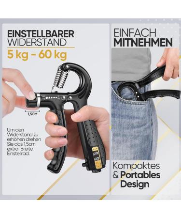 Strabozz Hand Trainer Set - Adjustable Forearm & Finger Gripper for Strength Training | 5-Piece Fitness Grip Trainer for Improved Hand & Forearm Strength - Buy Online on GoSupps.com