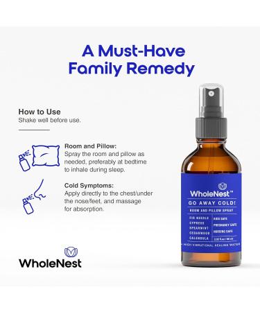 WholeNest Go Away Cold Refreshing Pillow Mist Sleep Spray | Aromatic Pillow & Room Sleep Spray to Breathe Easy | Essential Oil Blend with Fir Needle, Spearmint & Cedarwood for Nightime Comfort | 60 ml - Buy Online on GoSupps.com
