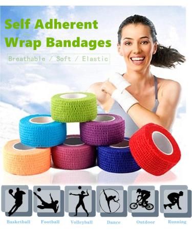 1 x 5 Yards Self Adhesive Elastic Bandage Wrap (12 Pack) - Multicolor Self-Adherent Tape for First Aid, Sports, Wrist, Ankle - 10 Colors - Buy Online on GoSupps.com