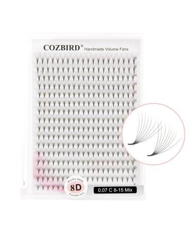 Premade 8D Volume Eyelash Extensions - 320 Fans 0.07mm C Curl Mix Tray (8-15mm) - Fluffy Matte Black Pre Fanned Lashes - Buy Online on GoSupps.com