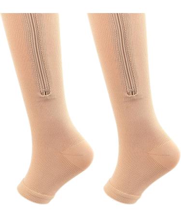 Shop L-XL Open Toe Zipper Compression Stockings - Soft Breathable Nylon for Everyday Comfort - Buy Online on GoSupps.com