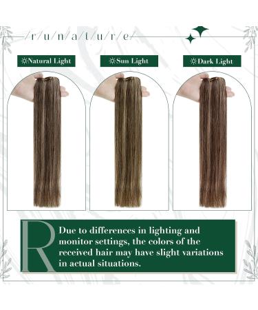 Runature Remy Clip-In Extensions - Real Hair Dark Brown & Dark Blonde - 35cm (14 inch) #3P12 - 50G (3-Piece Set) - Buy Online on GoSupps.com