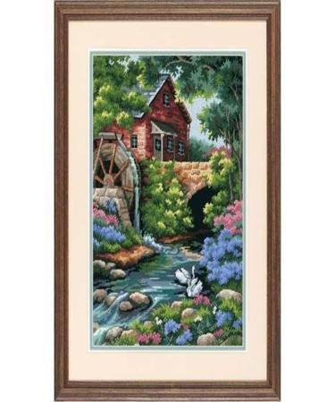 DIMENSIONS 2484 Old Mill Cottage Needlepoint Kit, 12'' W x 16'' H