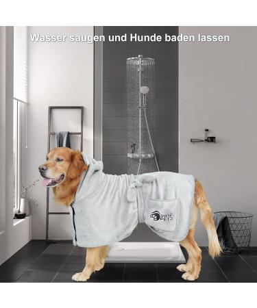 Ownpets Dog Bathing Towel | Quick-Drying Terry Coat with Velcro Fastener & Adjustable Band | Absorbent & Thick | Large Gray - Buy Online on GoSupps.com