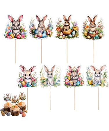 Stand Up Easter Cake Toppers - Easter Bunny Cupcake Toppers Wafer Rice Paper Cake Toppers Decoration for Easter and Birthday Neecs - Buy Online on GoSupps.com