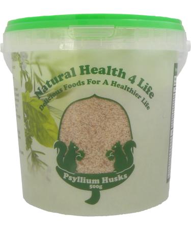 Natural Health 4 Life Vegetable Fibre Psyllium Husks 500 g in Recyclable Tub with Serving Scoop (1 Tub) 500 g (Pack of 1)