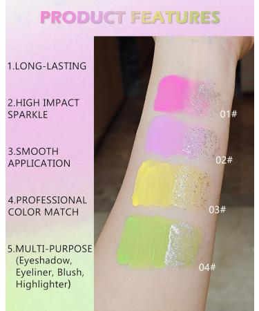 Lestpola Doubleheaded Liquid Glitter Eyeshadow 2 Pieces Pink Purple 2in1 Highly Pigmented Glitter Eye Shadow Eyeliner Long Lasting Waterproof Korean Shine Quick Drying Eye Makeup 01 + 02 - Buy Online on GoSupps.com