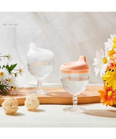 Lallisa 2 Pack Baby Wine Sippy Cup - Spill Resistant Stemware Design for Toddlers - Plastic Goblet Cup with Lid - White Pink - Great for Daily and Birthday Party Use - Buy Online on GoSupps.com