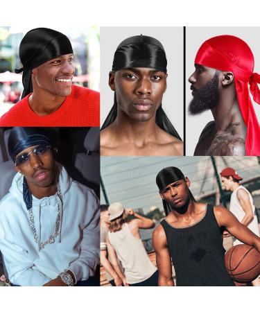 Furwabo Silky Durags & Wave Brush Kit Unisex Night Sleep Hat for 360 540 720 Waves - Blue - Buy Online on GoSupps.com