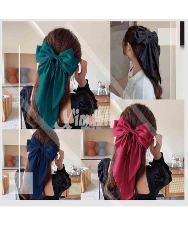 Xmsrn Vintage Large Silk Bow Hair Clips Barrette Ribbon Red Bow Hair Barrette French Silk Bow Head Clip Barrette Hair Red Hair Accessories for Women and Girls (Red) - Buy Online on GoSupps.com
