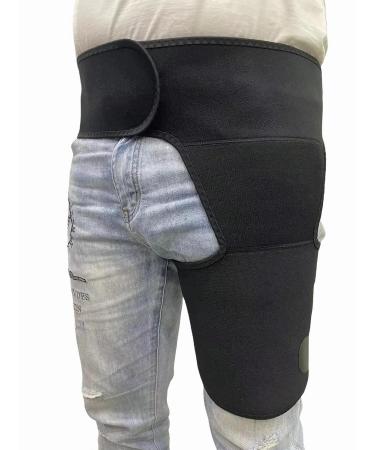Inguinal Hip Brace Support & Sciatica Compression Sleeve for Men & Women - Stretch Quadriceps Thigh Muscles & Relieve Hip Flexor Strain Bursitis & Arthritis (Black/Red) - International Shipping Available - Buy Online on GoSupps.com