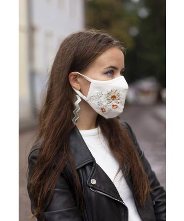 Buy Washable Black Hand-Embroidered Face Masks - 3 Layers 100% Cotton Breathable & Reusable Fashionable Masks | International Shipping - Buy Online on GoSupps.com
