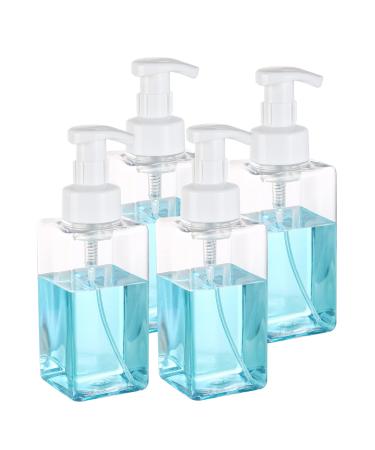 OFODE 17oz Foaming Soap Dispenser with Pump for Shampoo Body Wash Dish Liquid Soap Refillable Plastic Empty Foaming Hand Soap Dispenser with Lables for Kitchen Sink Bathroom Clear 4Pack 4clear