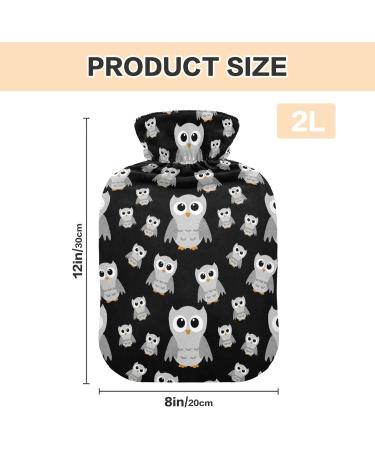 Hot Water Bottles with Cover - Grey Owls | 2L Pain Relief for Children & Adults - Warm Up Your Bed! - Buy Online on GoSupps.com