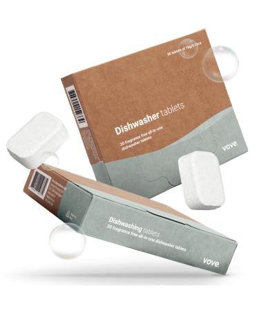 Vove | Eco-Friendly Dishwasher tablets | 30 tablets | All-in-one formula | Plant-Based & Biodegradable| Plastic free | No Rinse Aid or Pre-Needed | Vegan & Cruelty-Free 30 Count (pack of 1)