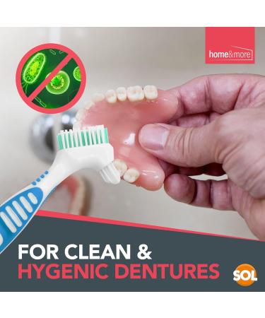 4pk Denture Toothbrush with Soft Bristles and Easy Grip Handle | Dual Angled Brush Heads for Denture Cleaning | Retainer Brush for Retainers | Includes SOL Sticker - Buy Online on GoSupps.com