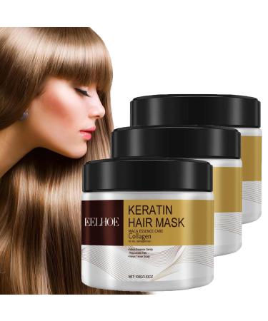 Collagen Hair Treatment Collagen Hair Mask Conditioning Argan Oil Hair Mask Keratin Hair Mask Collagen Treatment Deep Repair Conditioner Hair Masks for Dry Damaged Hair (3PCS)