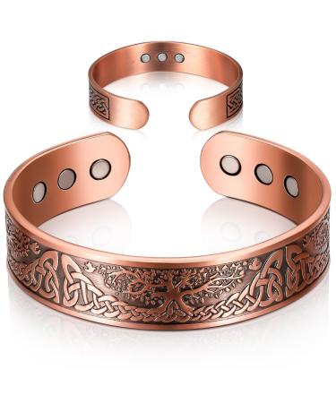 Otuuz Christmas Gift Copper Magnetic Tar Bound for Men Women Life Tree Maintain Massive Massive Wirrifeness with 9 Magnets Copper Magnetic Energy Bracelet Adjustable Size Bronze