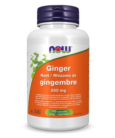 NOW Supplements Ginger Root 550mg Capsules 100 Count