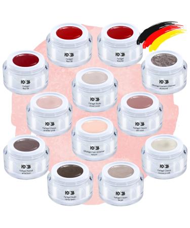 12 x NUDE LOVER Collection Set - Color Effect Gel - Gel Nails Color Gel - Made in Germany (12 x 5ml)
