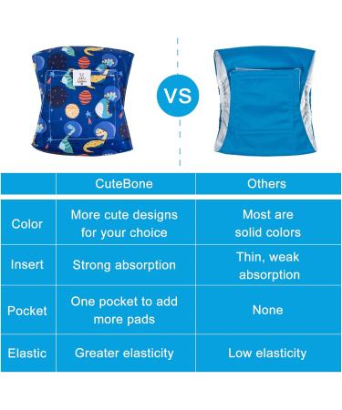 Cuteebone Male Washable Dog Diapers - 3 Pack Reusable Belly Bands with Flexible Velcro | High-Suction Dog Wraps | Krocodil Dinosaur & Rocket Designs | Size L (43-53.5cm) - Buy Online on GoSupps.com