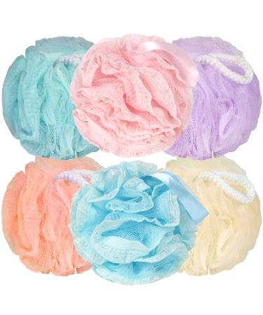 BCKENEY Bath Loofah Sponge Soft Mesh Shower Puff for Body Wash Bath Sponge Body Scrubber for Women & Men Body Exfoliator-Bathing Accessories (6Pack 50G M)
