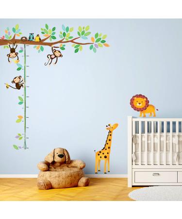 DECOWALL DW-1402 Little Monkeys Tree and Animals Height Chart Kids Wall Stickers Wall Decals Peel and Stick Removable Wall Stickers for Kids Nursery Bedroom Living Room Animal Height Chart - Buy Online on GoSupps.com