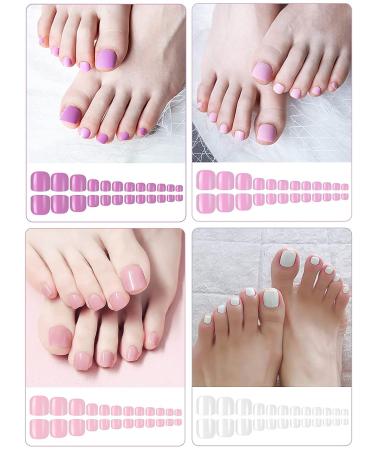 Kalolary 576Pcs Short Square False Toe Nails | Glossy Full Cover Press on Toenails Set | DIY Nail Art (24 Colors) - Color 1 - Buy Online on GoSupps.com