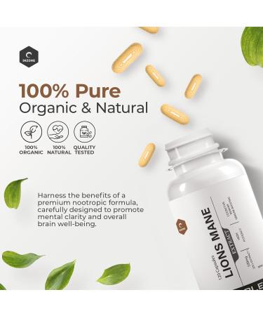 Inzone Supplements Lion's Mane - 120 Capsules | Highest Potency 25:1 Extract | Organic Mushroom Supplement for Cognitive Health Memory Support & Focus Boost - Premium Nootropic Formula - Buy Online on GoSupps.com