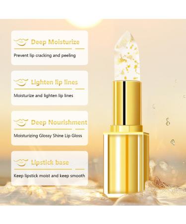 FLLUOUZH 2 PCS Transferproof Color Changing Lipstick Gold Foil for Women Long Lasting Moisturizing Glossy Shine Lip Gloss Deep Nourishment Transparente Gold Crystal Lip Stick - Buy Online on GoSupps.com