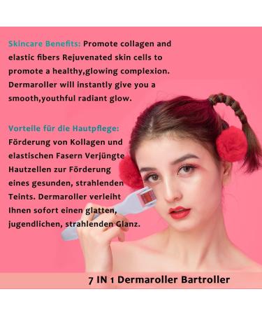 Bowka 7-in-1 Derma Roller Kit | JadoCholer Ice Scooter | Microneedles for Skin Rejuvenation Anti-Wrinkle Beard Growth & Hair Loss - Black - Buy Online on GoSupps.com