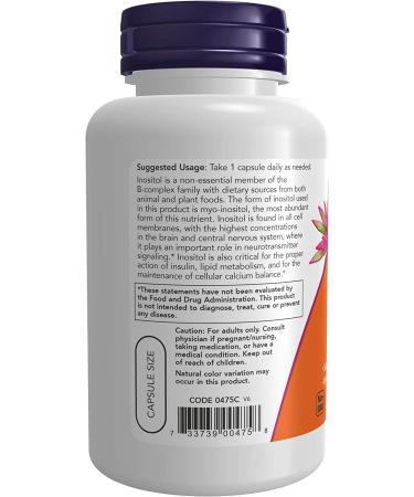 Now Foods Inositol Capsules 500mg - 100 Vegan Capsules for Mood & Wellness - Buy Online on GoSupps.com