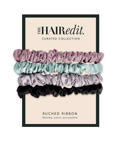 The Hair Edit Sage & Mauve Ruched Ribbons Scrunchie Hair Ties
