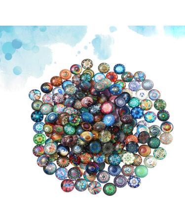 50 Set Printed Glass Cabochons - Flat Back Round Pebbles for Vintage Jewelry & Handicrafts - 1.4cm Gemstone Art Supplies - Buy Online on GoSupps.com