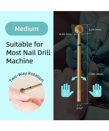 Buy 5mm Ball Cuticle Clean Nail Drill Bit | Titanium Series Russian Diamond - Professional Safety Under Nail Cleaner for Cuticle & Dead Skin | Electric Nail Accessories - Buy Online on GoSupps.com
