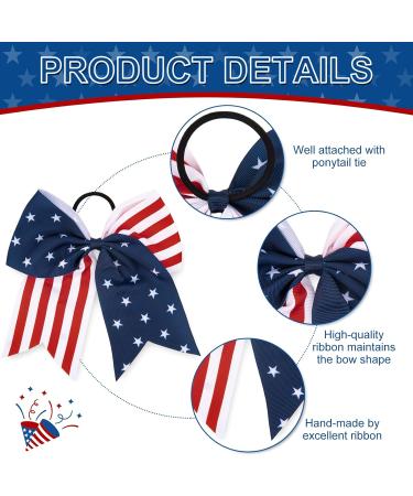 6 Pack Patriotic 4th of July Cheer Bows - Stars & Stripes Hair Accessories for Girls - Buy Online on GoSupps.com