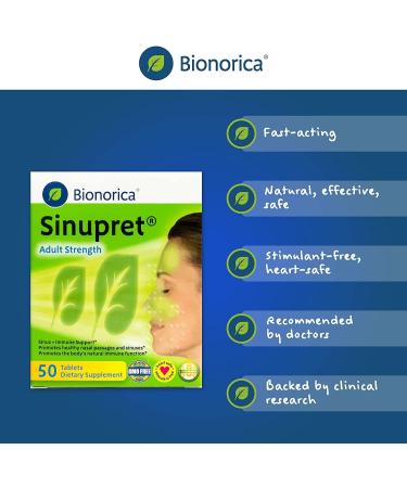 Sinupret Bionorica Sinus Immune Support Adult Strength - 50 Tablets - Buy Online on GoSupps.com