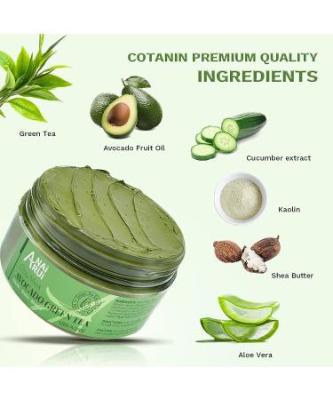 ANAI RUI Green Tea Face Mask with Avocado Clay - 120g / 4.23 oz | Acne Detox, Deep Cleanse, Hydrating, Nourishing & Soothing Skin Care - Buy Online on GoSupps.com