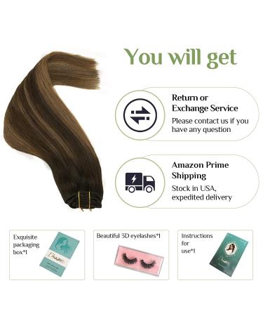 DOORES Clip in Human Hair Extensions 18 Inch Balayage Dark Brown to Chestnut Brown - 5pcs 70g | Natural Straight Hair Extensions - Buy Online on GoSupps.com
