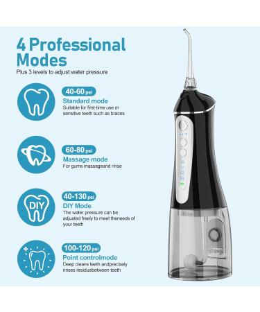 NBGRLVS Cordless Water Dental Flosser - 4 Modes IPX7 Waterproof 320ML Portable Oral Irrigator for Teeth Cleaning - Buy Online on GoSupps.com