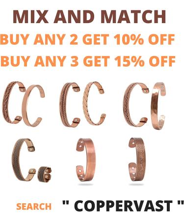 Copper Bracelets for Arthritis Relief - Set of 2 for Men and Women | 100% Copper with Therapy Magnets | Effective Natural Pain Relief (Hammered & Chain Inlay) - Buy Online on GoSupps.com