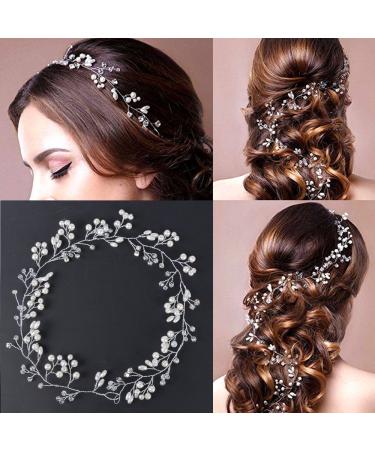 50 cm hair jewelry pearls crown flower crystal hair -ready garland hair band for bridesmaid accessories wedding women party birthday 1 piece (1 piece) iron 1 piece (set with 1 piece) 1 unit (Lot de - Buy Online on GoSupps.com