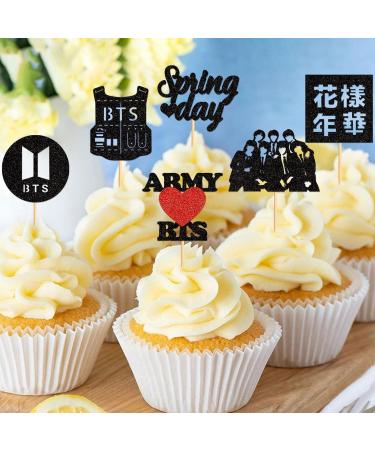 Keaziu 28 PCS Music Singer Cupcake Toppers KPOP Singer Cupcake Picks for Spring Day A-rmy B-T-S Singer Group Theme Party Birthday Party Decoration for Boys and Girls Spring Black - Buy Online on GoSupps.com