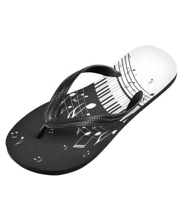Mnsruu Musical Notes Piano Keys Flip Flops - Black & White | Perfect for Home Hotel Spa & Travel - Buy Online on GoSupps.com