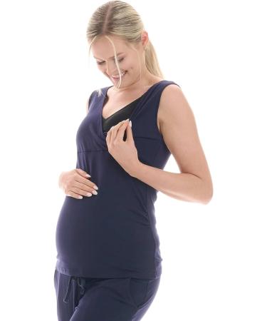 Herzmutter Maternity Homewear Set - 3-Piece Nursing Pyjamas - Pregnancy Wellness Set - Dark Blue - Size S - Buy Online on GoSupps.com