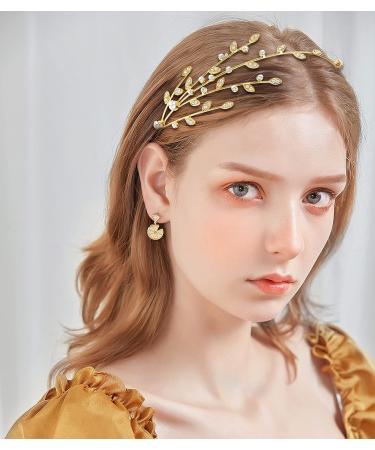 Gold Rhinestone Five-pointed Star Headband Set for Wedding Hair - Elegant Women's Bridal Hair Accessories - Buy Online on GoSupps.com